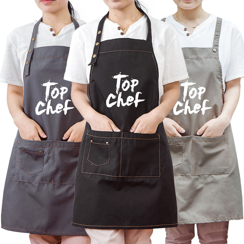Chef moda delantal Workwear leche tienda de té Denim Workwear bar adulto verano transpirable impresión logo imprimible