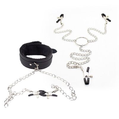 情趣乳夹颈圈 脖子套乳夹，三头链条乳夹 咪咪奶头夹成人情趣用品|ms