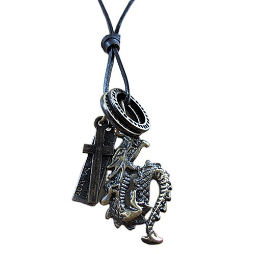 Мужская креативная бронзовая металлическая подвеска, кожаный аксессуар, ожерелье