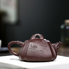 宜興原礦老紫泥名家紫砂壺純全手工龍泉四方抽角石瓢茶壺功夫茶具