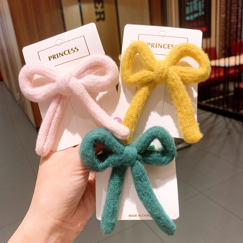 Korean New  Wool Bow  Cute Embroidery Flowers Bb Clip display picture 3
