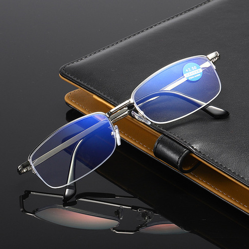 防蓝光老花镜新款男女士金属半框吊丝眼镜高清树脂镀膜老视老光镜