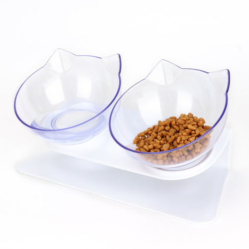 Cat bowl, double bowl, cat food bowl, cat neck guard, double bowl, cervical vertebra protection, oblique mouth, cat food bowl, cat food bowl, tilted pet bowl