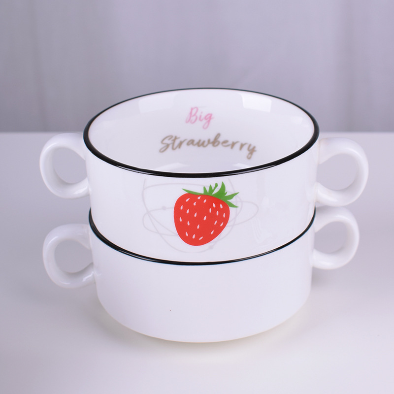 北欧陶瓷早餐碗创意爱心形碗布丁饭碗儿童小汤碗双耳碗点心沙拉碗|ms