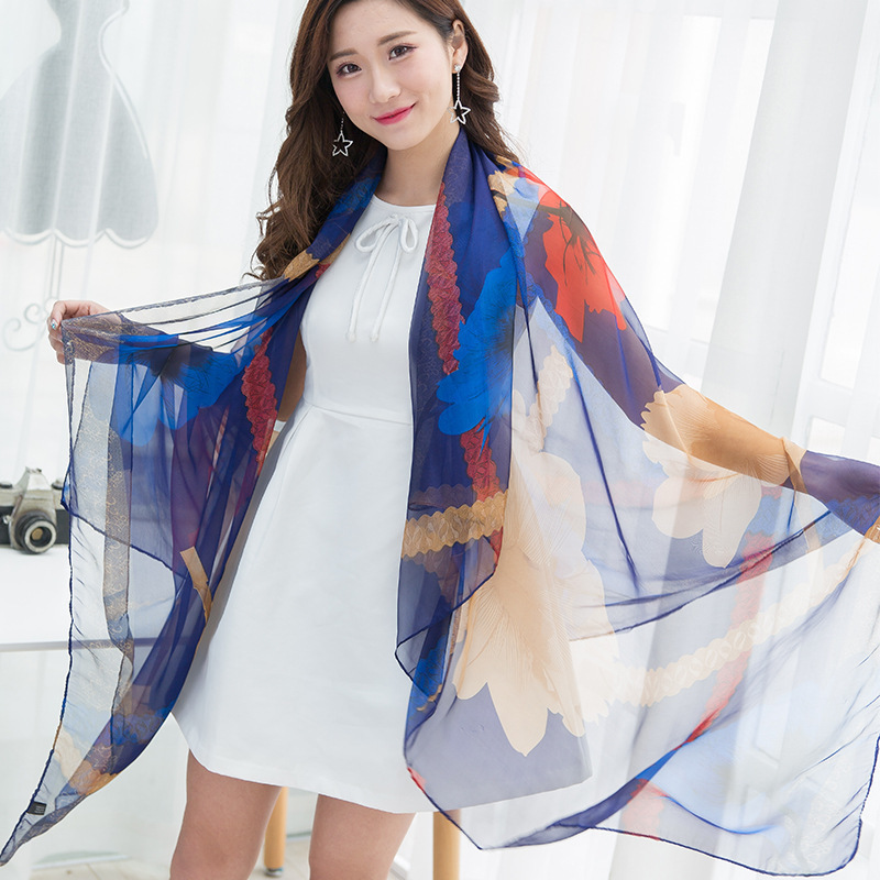 spring and autumn printing Scarf Super large have more cash than can be accounted for Silk like Silk scarf summer Amazing air conditioner Sunscreen Beach towel wholesale 040