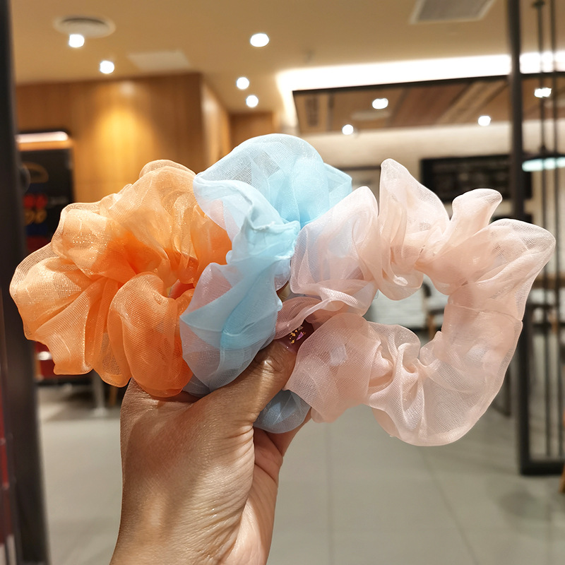 Ins Organza Gros Intestin Cheveux Anneau Femmes De Couleur Unie Simple Internet Celebrity Cheveux Bande Bandeau Cheveux Anneau Corde Élastique Cheveux Accessoires display picture 2