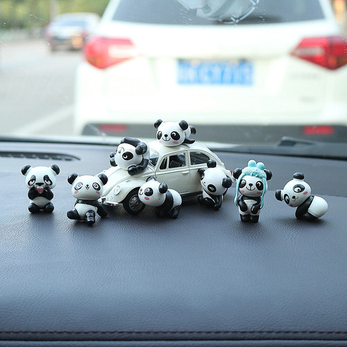Car creative cute mini panda ornaments car decoration car interior accessories women's car central control swing table car display