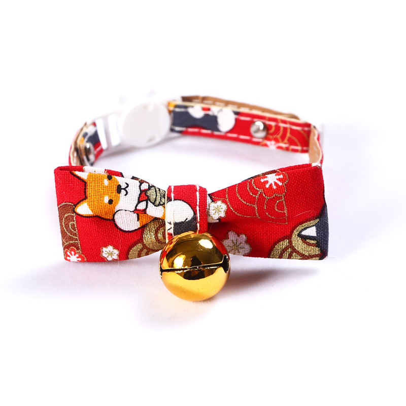 Gatos de ganancia ajustables perros de lazo de mascota collar de campana arco gatos perros collar general estilo japonés y coreano