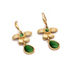 Retro organic crystal jade, fashionable earrings, cat's eye, suitable for import