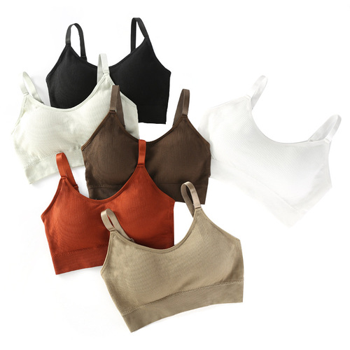 Bear Thread Beautiful Back Underwear Gathered No Wires Sports Camisole with Breast Pads Student Girls Wrapped Bras and Tube Tops