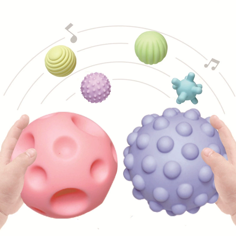 Sensory Soft Rubber Baby Massage Balls, Teether & Grasping Toy, Assorted Textures (single or 6‑pc)
