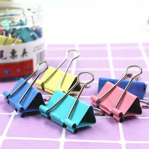 Wholesale Colorful Long-Tail Clips Creative Metal Swallowtail Clips Large and Small Office Stationery Brackets Ticket Holders Bucket Packaging Office and Student Supplies