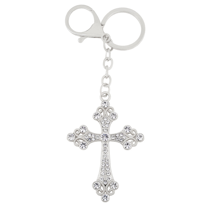 Cross Keychain Creative Metal Diamond Keychain Key Storage Key Car Keychain display picture 6