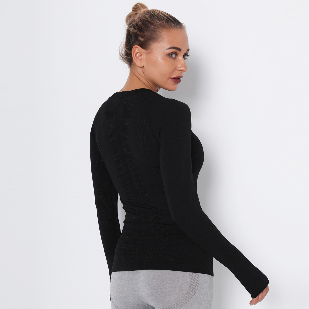 Long Sleeve Quick-drying Round Neck Yoga T-shirt  NSNS11047