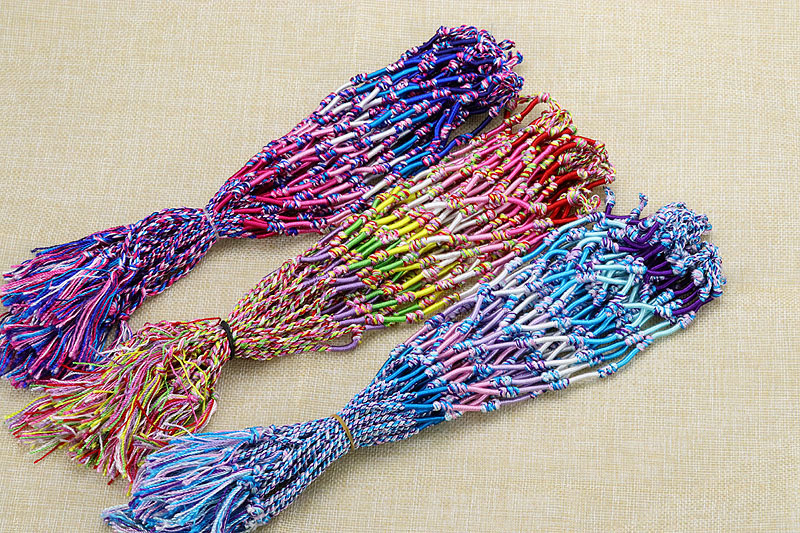 Color Block Pattern Unisex Gender Ethnic Style Color Block Silk Thread Bandana String Bracelets Wholesale