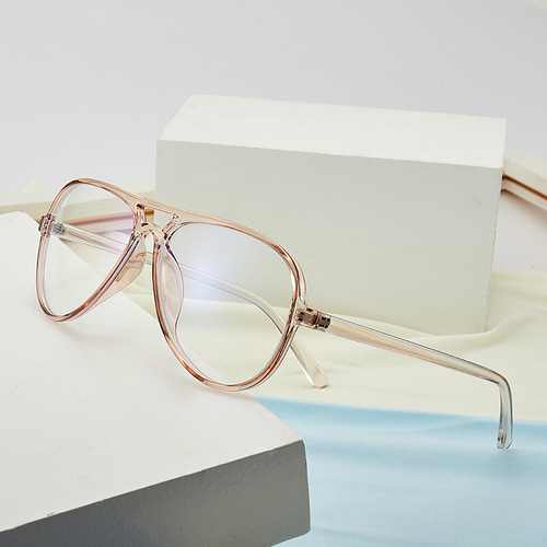 Radiation-proof and blue light blocking flat lenses with TR90 frame, large frame frog glasses, decorative street photography eyeglass frames