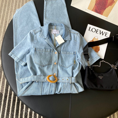 20早秋个性时髦工装风洗水牛仔连体裤高腰系带收腰显瘦直筒裤|ms