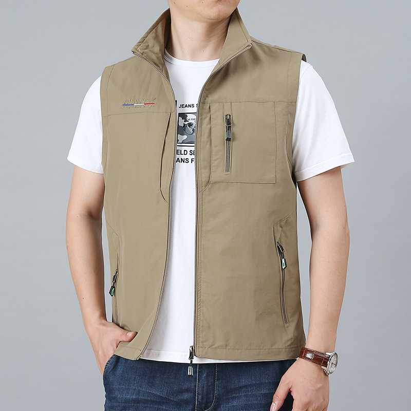 秋冬新款運動馬甲男戶外速幹運動休閑馬甲多口袋立領背心登山旅遊