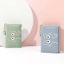 新款卡通可爱钱包女短款 pu三折女生小钱包皮夹 韩版撞色女土钱包