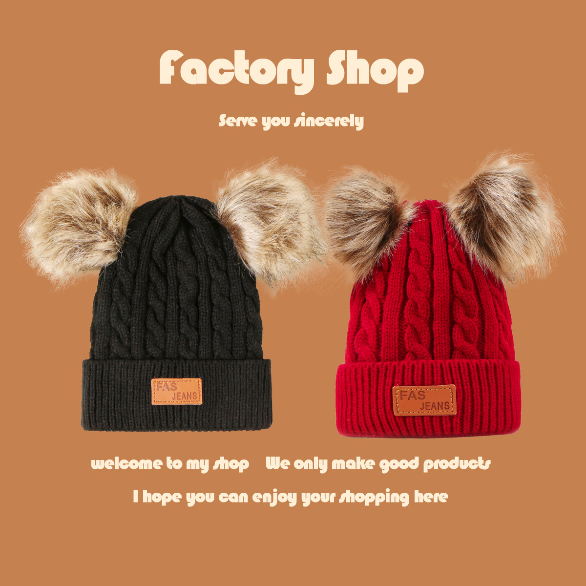 fur ball woolen knitted hat  NSTQ15884