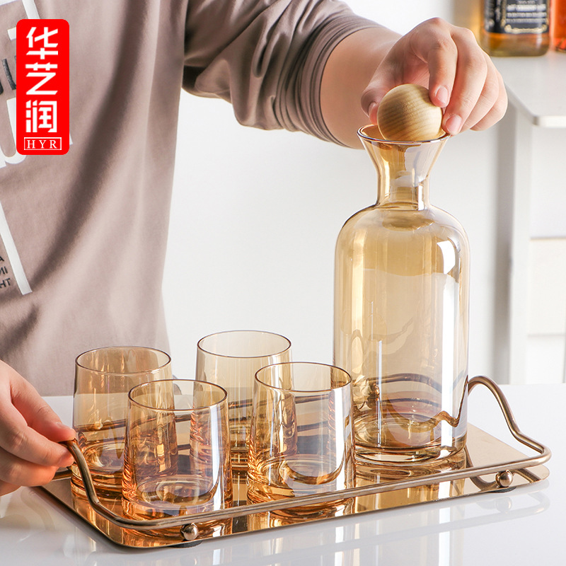家用冷水壶套装创意欧式水晶玻璃办公室果汁凉茶大容量凉水壶水杯