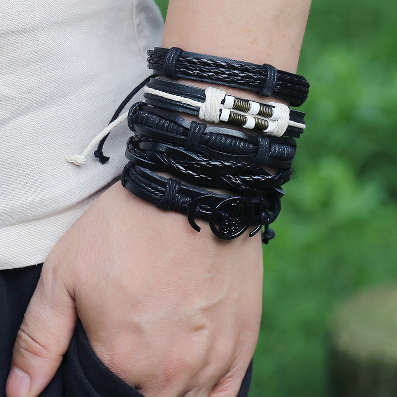 Hot-selling  Retro Woven Cowhide Bracelet Diy Combination  Bracelet display picture 6