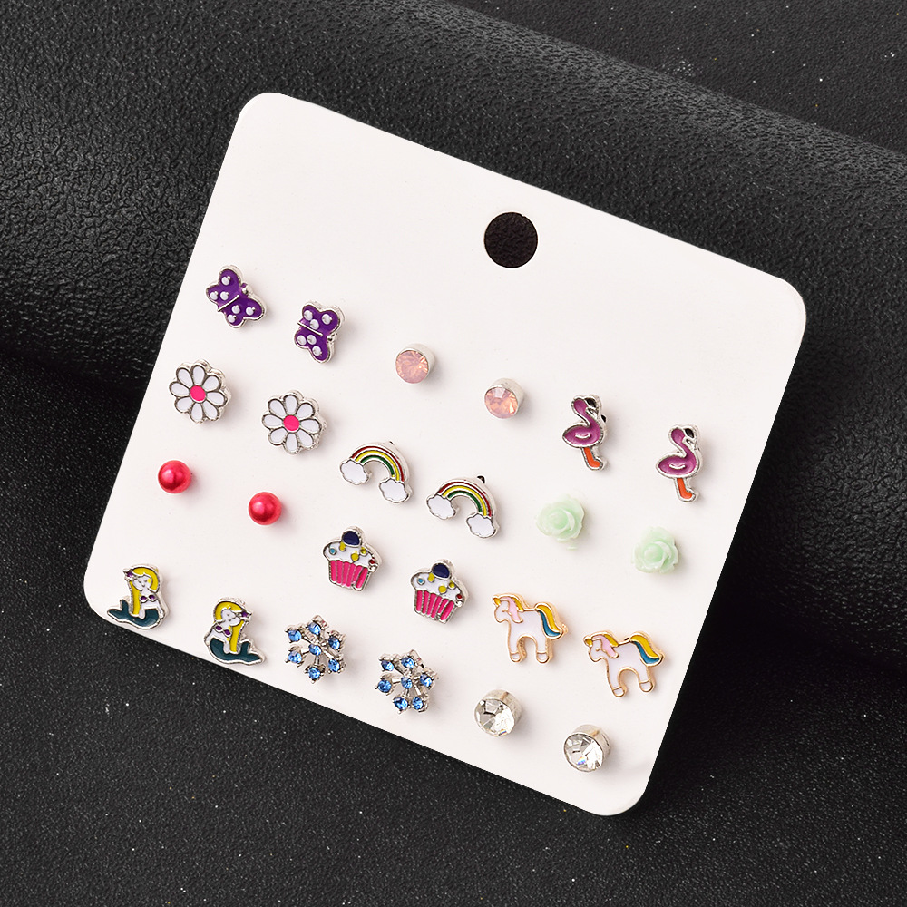 Fashion Flower Multi-color Animal Earrings Set display picture 4