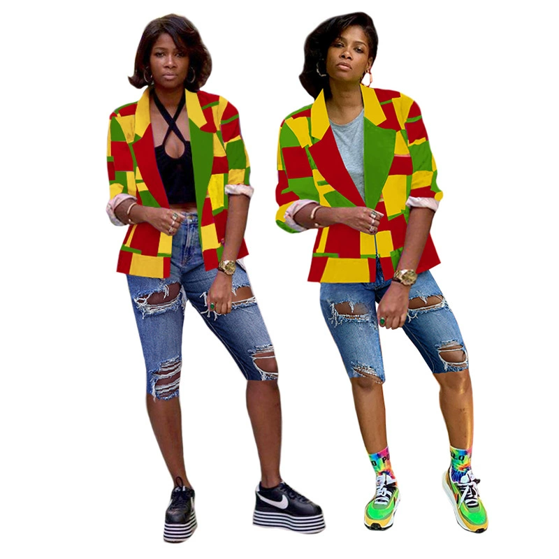 G8024 Европейская и американская трансграничная Модная Повседневная Женская Осенняя Новая цветная квадратная куртка в клетку