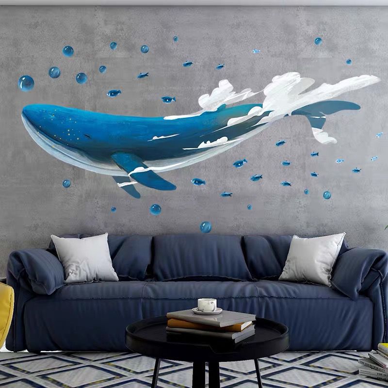 创意个性鲸鱼墙贴客厅背景墙装饰品贴纸房间卧室贴画温馨墙纸自粘