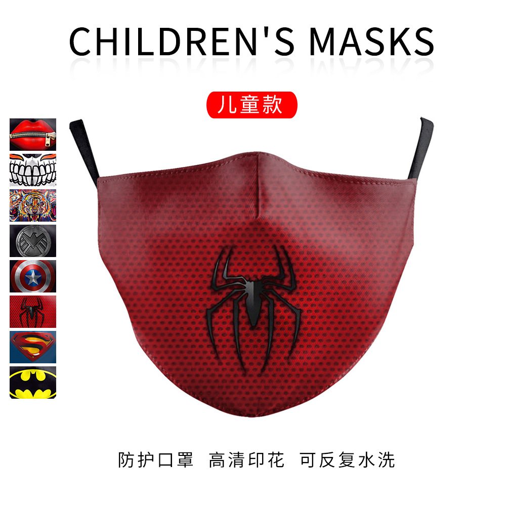 2020新热卖数码印花防护可调节儿童口罩防尘防雾霾面罩