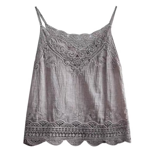 Cotton art lace hollow lace camisole new summer style loose simple inner bottoming shirt top