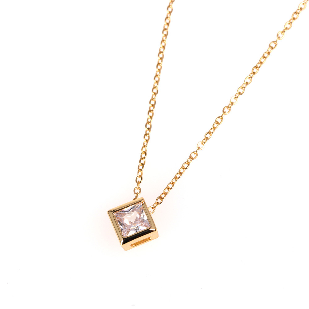 New Fashion Rubik&#39;s Cube Large Zircon Necklace Color Retention Stainless Steel Clavicle Chain Wholesale display picture 2