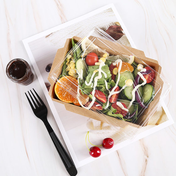 Disposable Lunch Box takeaway packing box Kraft paper student meal distribution takeaway bento sushi box fruit salad box