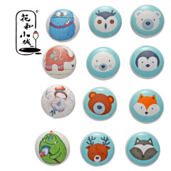 Exterior trade source Nordic single hole cartoon handle Ceramic round illustration wardrobe door cabinet cabinet drawer handle