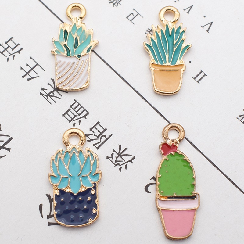 10 Pcs/package Simple Style Cactus Plant Alloy Enamel Jewelry Accessories display picture 1