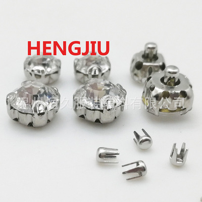 6mm8mm Silver claw drill White Diamond Wedding dress clothing parts Four claws Nail bead Jewelry parts