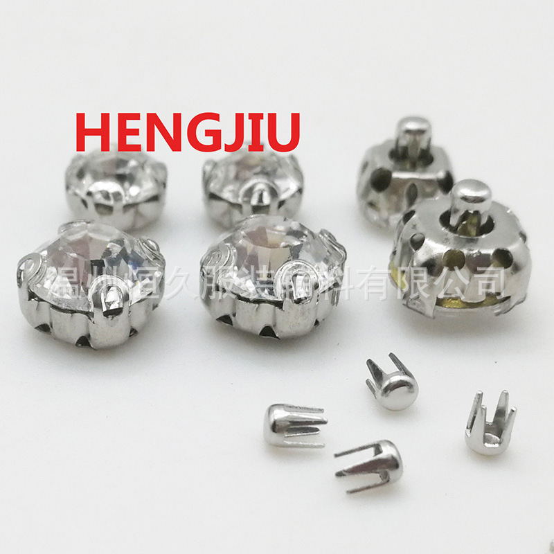 6mm8mm Silver claw drill White Diamond Wedding dress clothing parts Four claws Nail bead Jewelry parts