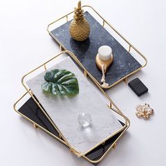 Manufacturer wholesale Nordic marble metal fence frame tray jewelry storage home furnishings bathroom set series