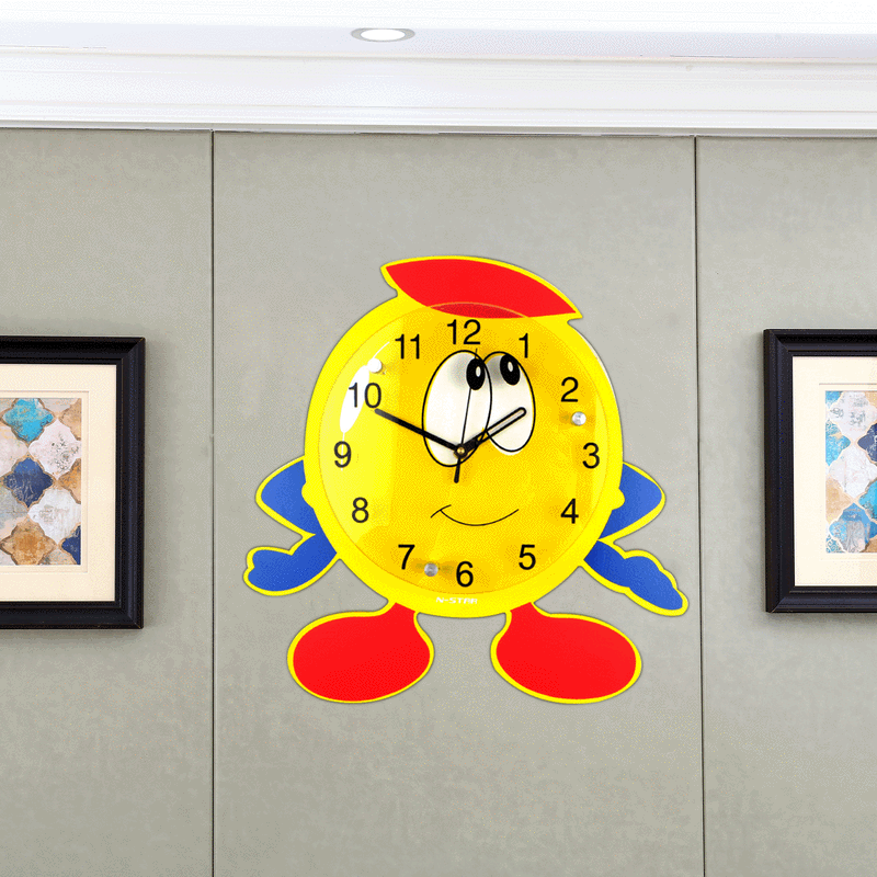 BFXK卡通人物创意挂钟 圆形客厅儿童房间玻璃钟表厂家供应6042C