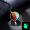 Starry sky, necklace, glossy pendant, with gem, European style