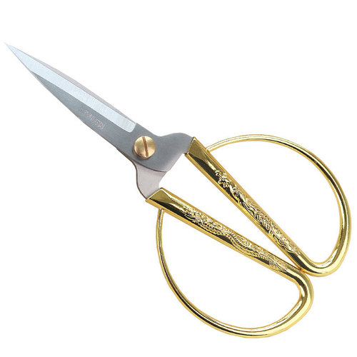 Dragon and Phoenix scissors opening ribbon-cutting scissors household paper-cutting stainless steel golden small scissors pointed wedding retro scissors