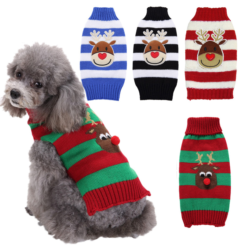 Teddy VIP Puppy Sweater New Year Christmas Pet Clothes Elk Striped Pet Sweater Christmas Reindeer Sweater Teddy VIP Puppy Sweater New Year Christmas Pet Clothes Elk Striped Pet Sweater Christmas Reindeer Sweater