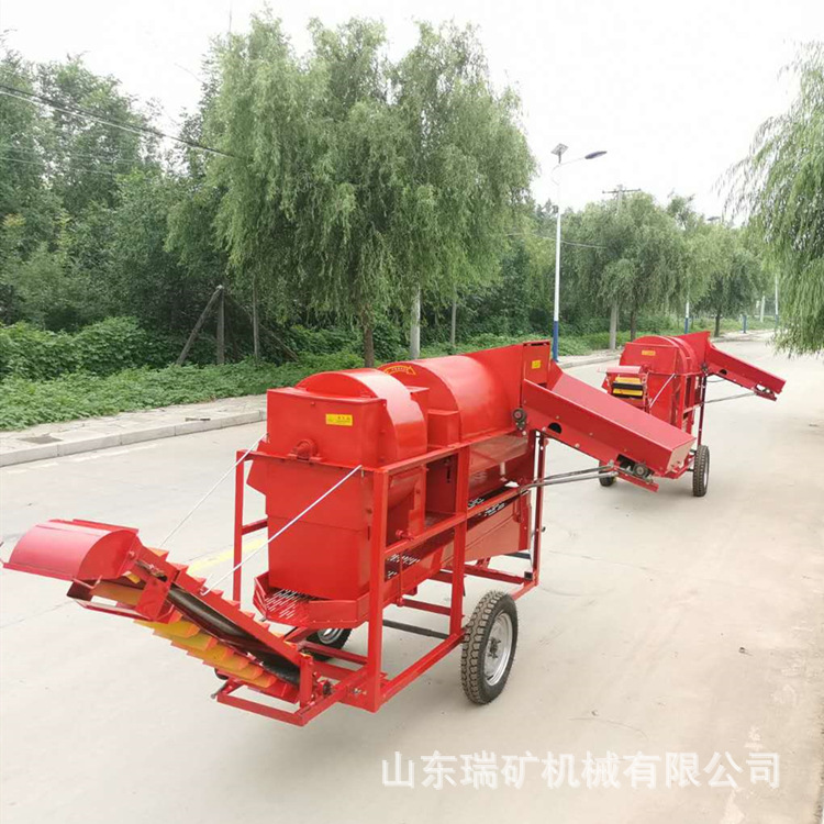 摘果机拖拉机电机配套干湿两用自动装车装袋花生摘果机