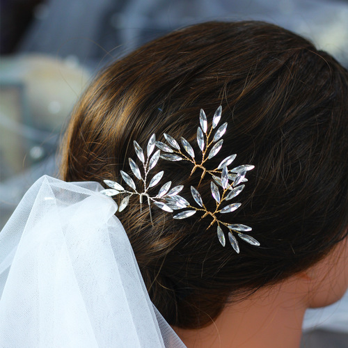 HP027 new bridal headwear, exquisite rhinestone hair fork, Korean sweet and simple bridal hair accessories, photo studio photo