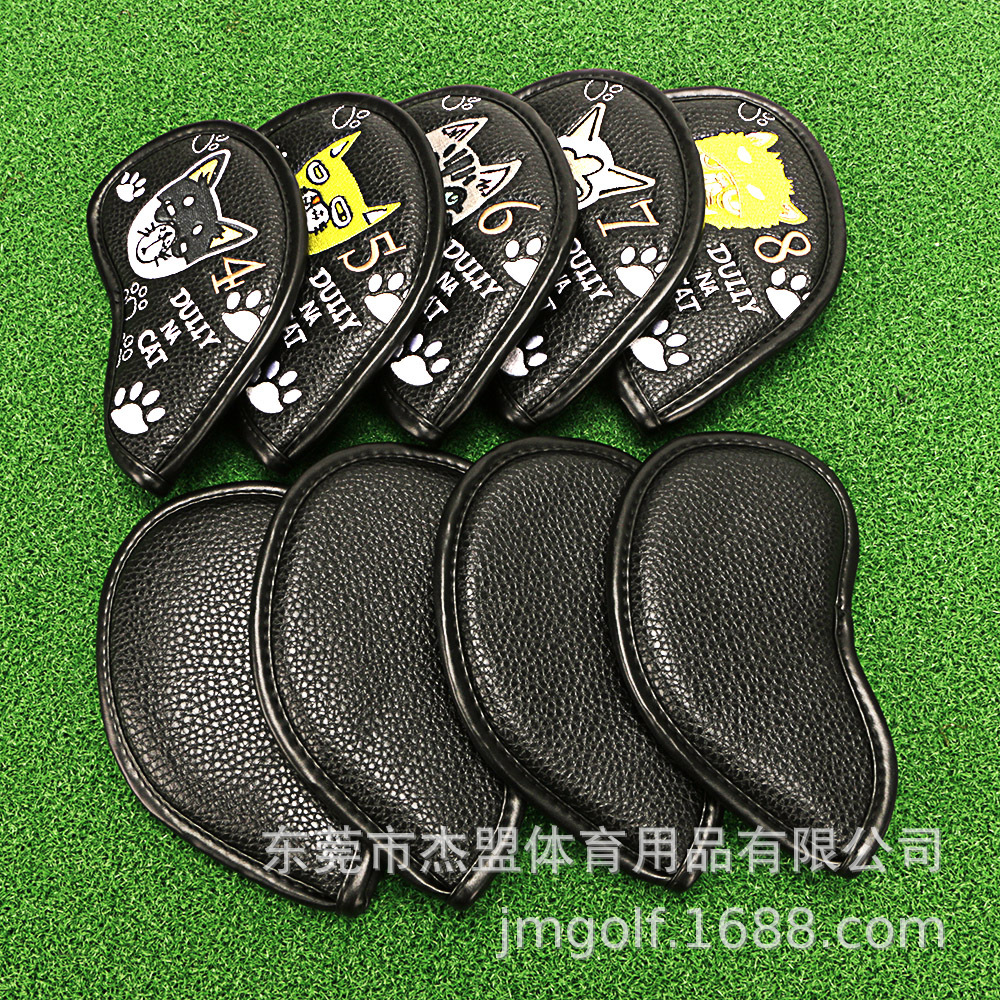 Nueva barra de hierro de golf conjunto tapa del club conjunto de dibujos animados tapa perezosa cubierta protectora 9 unids/set cuatro colores para emprender personalización OEM
