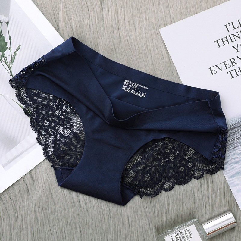 無痕純綿セクシーパンツ女性一枚式中腰通気氷糸純綿股レース大サイズ三角パンツ