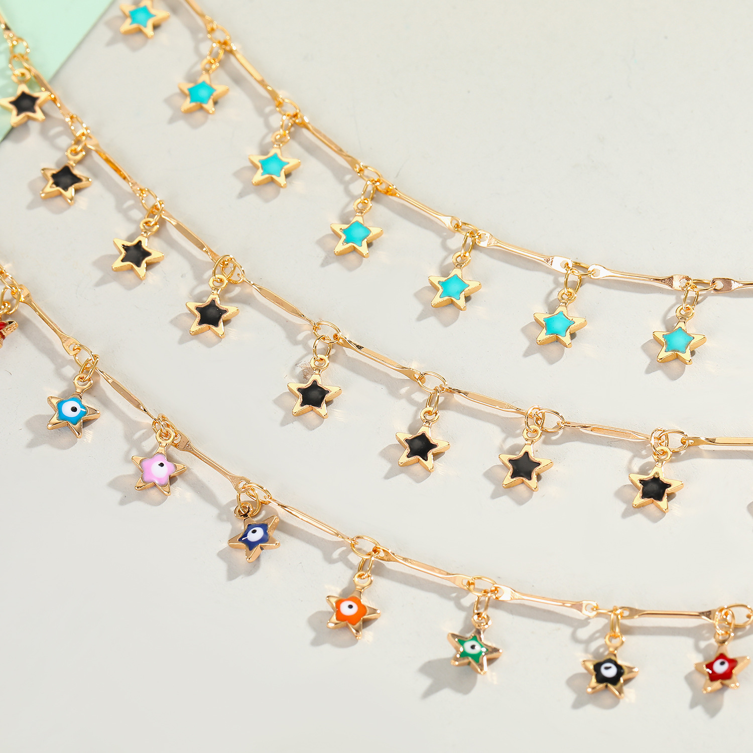 Real Gold-plated Star Tassel Anklet Drip Color Cute Anklet Summer Beach Wholesale Nihaojewelry display picture 2