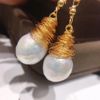 Earrings from pearl, jewelry, 14 carat