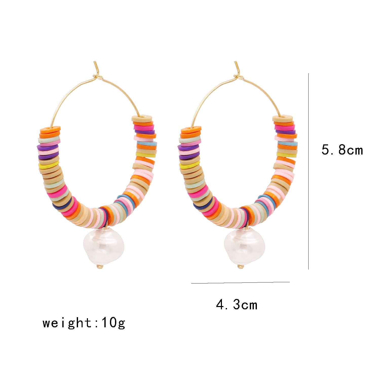 New Fashion Bohemian Drop Pearl Earrings Handmade Rice Beads Large Circle Earrings Wholesale display picture 1