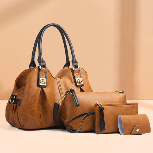 2024 New Retro Two-piece Bag Three-piece Set European and American Fashion Handbag Shoulder Bag Crossbody Bag Factory Wholesale